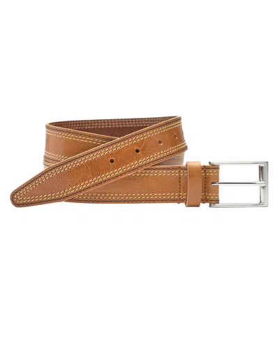 JOHNSTON & MURPHY MEN'S TRIPLE CONTRAST STITCHED BELT