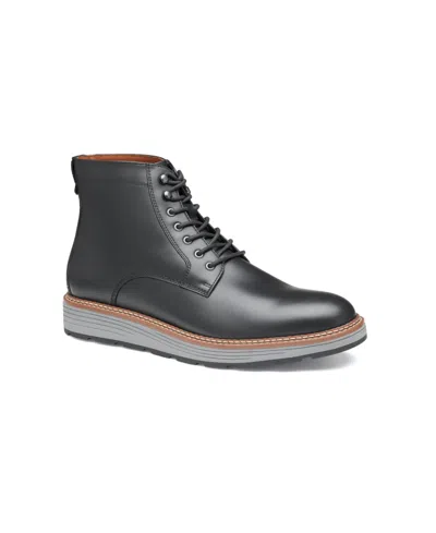 Johnston & Murphy Men's Waterproof Upton Lug Plain Toe Boots In Black Waterproof Full Grain