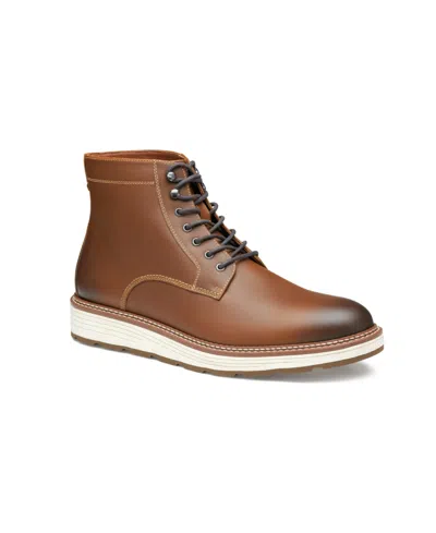 Johnston & Murphy Men's Waterproof Upton Lug Plain Toe Boots In Dark Tan Waterproof Full Grain
