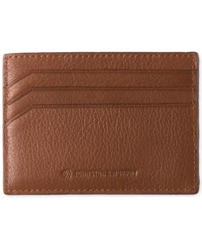 Johnston & Murphy Men's Weekender Pebbled Leather Card Case In Tan