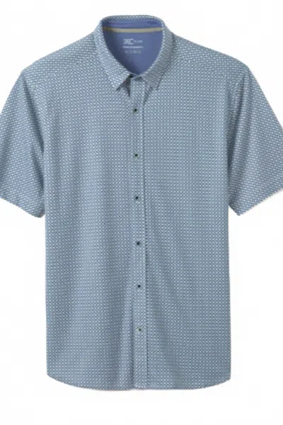 Johnston & Murphy Men's Xc Flex Short-sleeve Print Knit Shirt In Gray In Blue