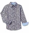 Johnston & Murphy Men's Xc Flex Stretch Shirt In Navy Multi In Gray
