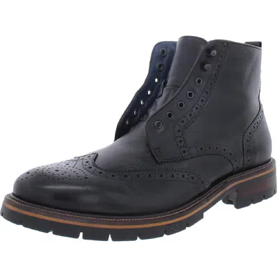 Johnston & Murphy Mens Leather Zipper Ankle Boots In Black
