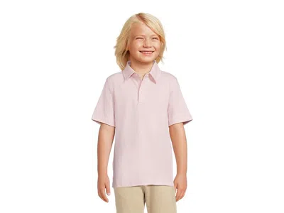 Johnston & Murphy Micro Stripe Polo (big Kid) Boy's Clothing Pink : Lg (big Kid), Polyester/spandex