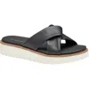 Johnston & Murphy Mitzi Knot Platform Wedge Slide Sandal In Black Glove Leather
