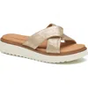 Johnston & Murphy Mitzi Knot Platform Wedge Slide Sandal In Champagne Italian Metallic