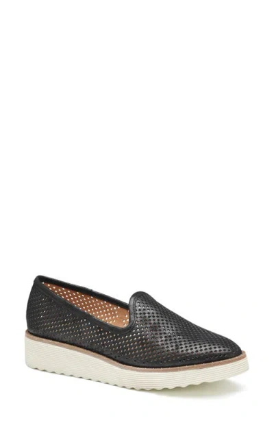 Johnston & Murphy Mitzi Perforated Venetian Loafer In Black Italian Metallic