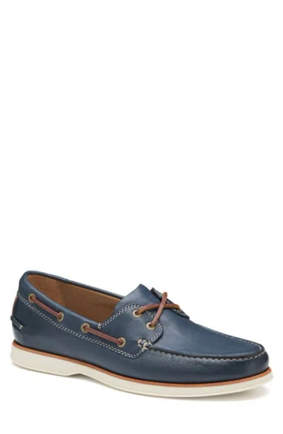 Johnston & Murphy Monaco Boat Shoe In Navy Sheepskin