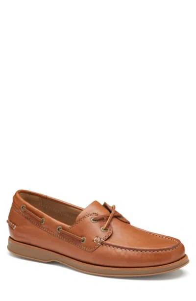 Johnston & Murphy Monaco Boat Shoe In Tan Sheepskin