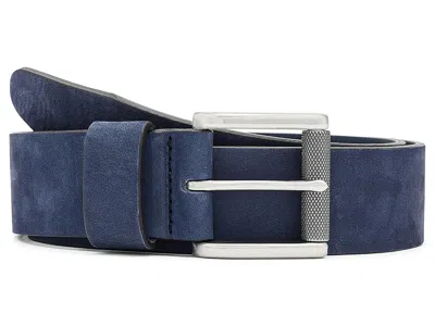Johnston & Murphy Nubuck Roller Buckle Belt Men's Belts Navy: 42 In Blue