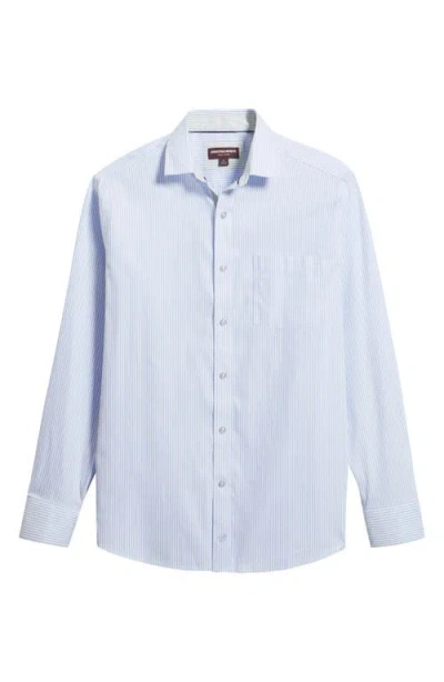 Johnston & Murphy Ovation Stripe Non-iron Stretch Cotton Button-up Shirt In Purple
