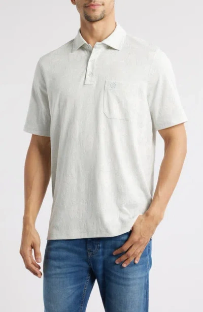Johnston & Murphy Paisley Jacquard Polo In Light Gray