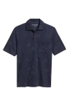 Johnston & Murphy Paisley Jacquard Polo In Navy