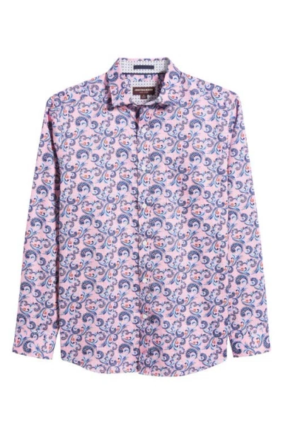 Johnston & Murphy Paisley Print Cotton Button-up Shirt In Pink