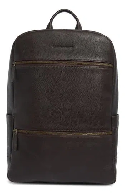 Johnston & Murphy Pebble Leather Backpack In Brown