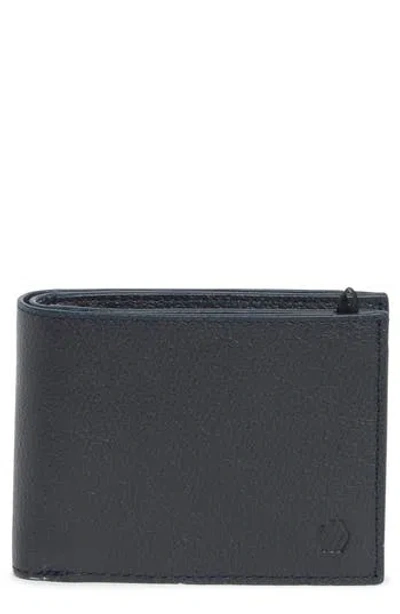 Johnston & Murphy Pebbled Leather Billfold Wallet In Blue