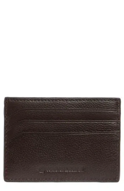 Johnston & Murphy Pebbled Leather Card Case In Brown