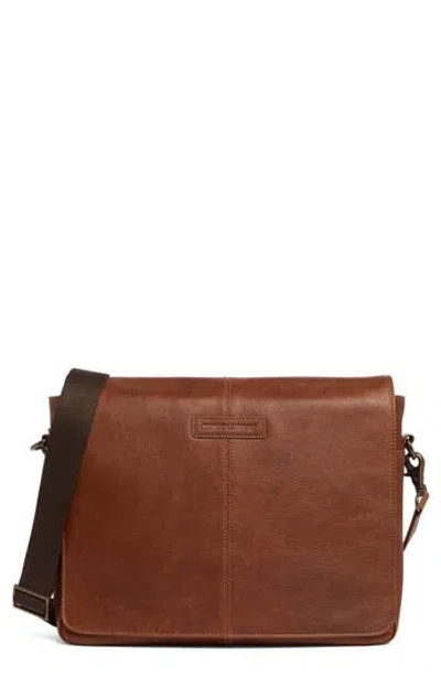 Johnston & Murphy Pebbled Leather Messenger Bag In Black