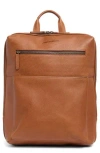 Johnston & Murphy Pebbled Leather Slim Commuter Backpack In Tan