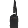 Johnston & Murphy Pebbled Leather Sling Bag In Black