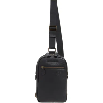 Johnston & Murphy Pebbled Leather Sling Bag In Black