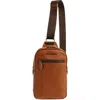 Johnston & Murphy Pebbled Leather Sling Bag In Tan