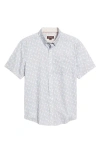 Johnston & Murphy Pelican Print Short Sleeve Button Down Shirt In Gray