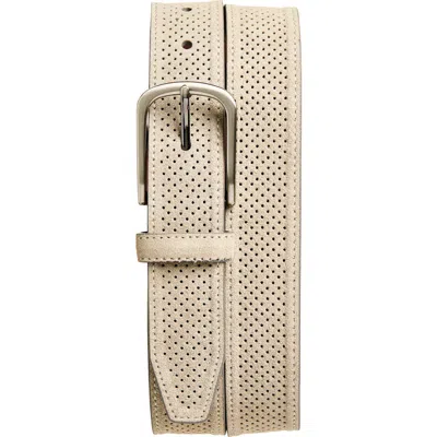 Johnston & Murphy Perforated Suede Belt In Gray Nubuck