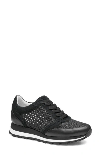 Johnston & Murphy Piper Knit Panel Sneaker In Black