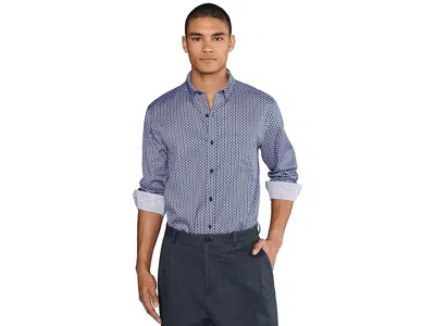 Johnston & Murphy Printed Cotton Shirt In Gray