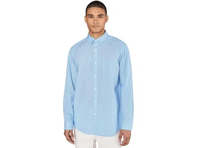 Johnston & Murphy Logan Printed Cotton Long-sleeve Shirt In Blue