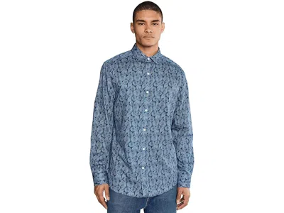 Johnston & Murphy Printed Cotton Shirt In Blue