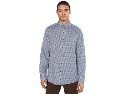 Johnston & Murphy Printed Cotton Shirt In Blue