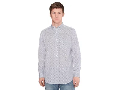 Johnston & Murphy Printed Cotton Shirt In Gray