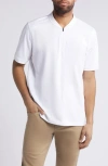 JOHNSTON & MURPHY JOHNSTON & MURPHY QUARTER ZIP JACQUARD PIMA COTTON BLEND KNIT POLO