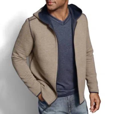 Johnston & Murphy Reversible Channel Quilted Hood Jacket In Brown Heather/navy In Multi