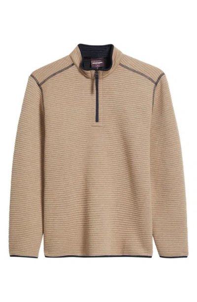 Johnston & Murphy Reversible Quilted Quarter Zip Pullover In Brown