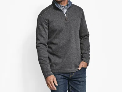 JOHNSTON & MURPHY REVERSIBLE SOLID 1/4 ZIP SWEATER IN CHARCOAL/BLUE