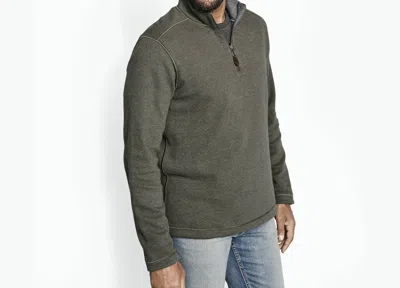 Johnston & Murphy Reversible Solid 1/4 Zip Sweater In Olive/charcoal In Gray