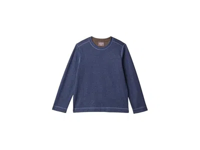 Johnston & Murphy Reversible Solid Crew Neck (big Kid) Boy's Sweater Navy/brown : Xl (big Kid), Cotton/modal/polyester In Blue