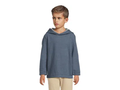 Johnston & Murphy Reversible Solid Hoodie (big Kid) Boy's Sweater Blue/lite Gray : Xl (big Kid), Cotton/modal/polyeste