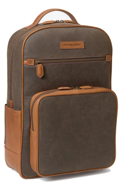 Johnston & Murphy Rhodes Cotton Canvas & Leather Backpack In Brown Antique Cotton/tan Full