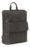 Johnston & Murphy Rhodes Water Repellent Leather Commuter Backpack In Gray