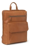 Johnston & Murphy Rhodes Water Repellent Leather Commuter Backpack In Tan Full Grain