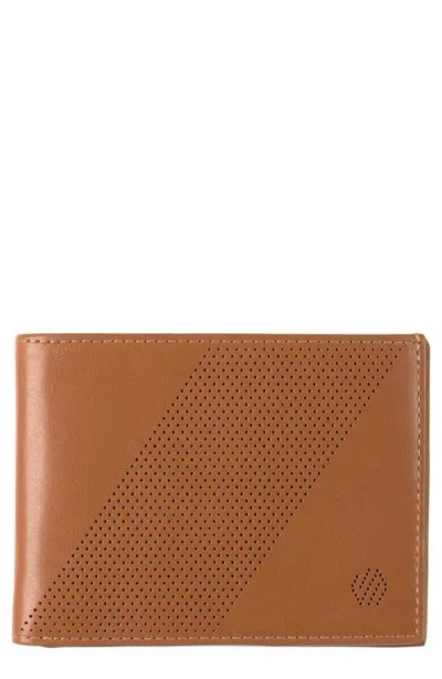 Johnston & Murphy Richmond Perforated Leather Bifold Wallet In Tan