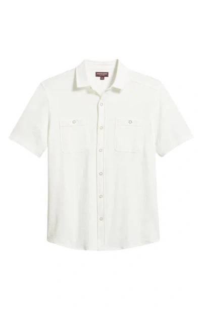Johnston & Murphy Riley Short Sleeve Knit Button-up Shirt In White