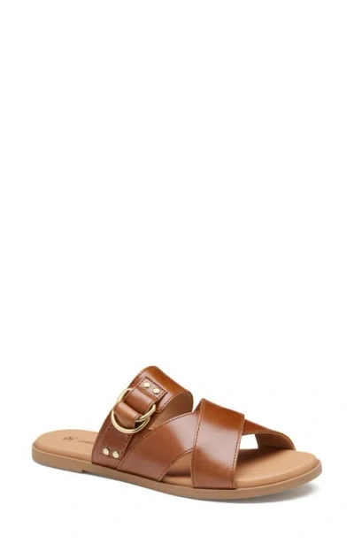 Johnston & Murphy Shayla Crossover Slide Sandal In Cognac Calfskin