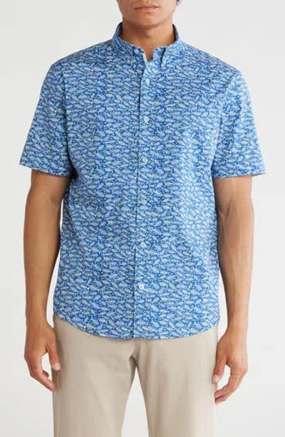 Johnston & Murphy Short Sleeve Cotton Button-down Shirt