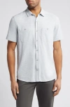 JOHNSTON & MURPHY SHORT SLEEVE SLUB KNIT BUTTON-UP SHIRT