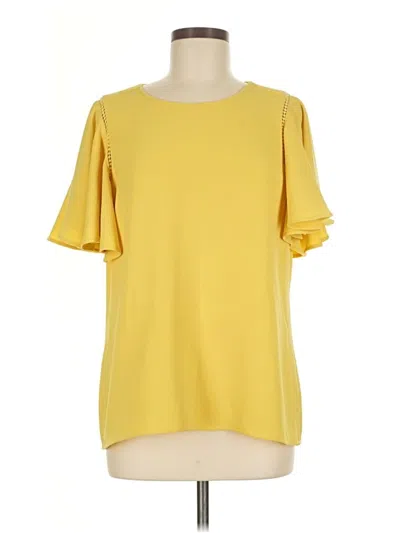 Pre-owned Johnston & Murphy Short Sleeve Top Yellow Cold Shoulder Neckline Tops
